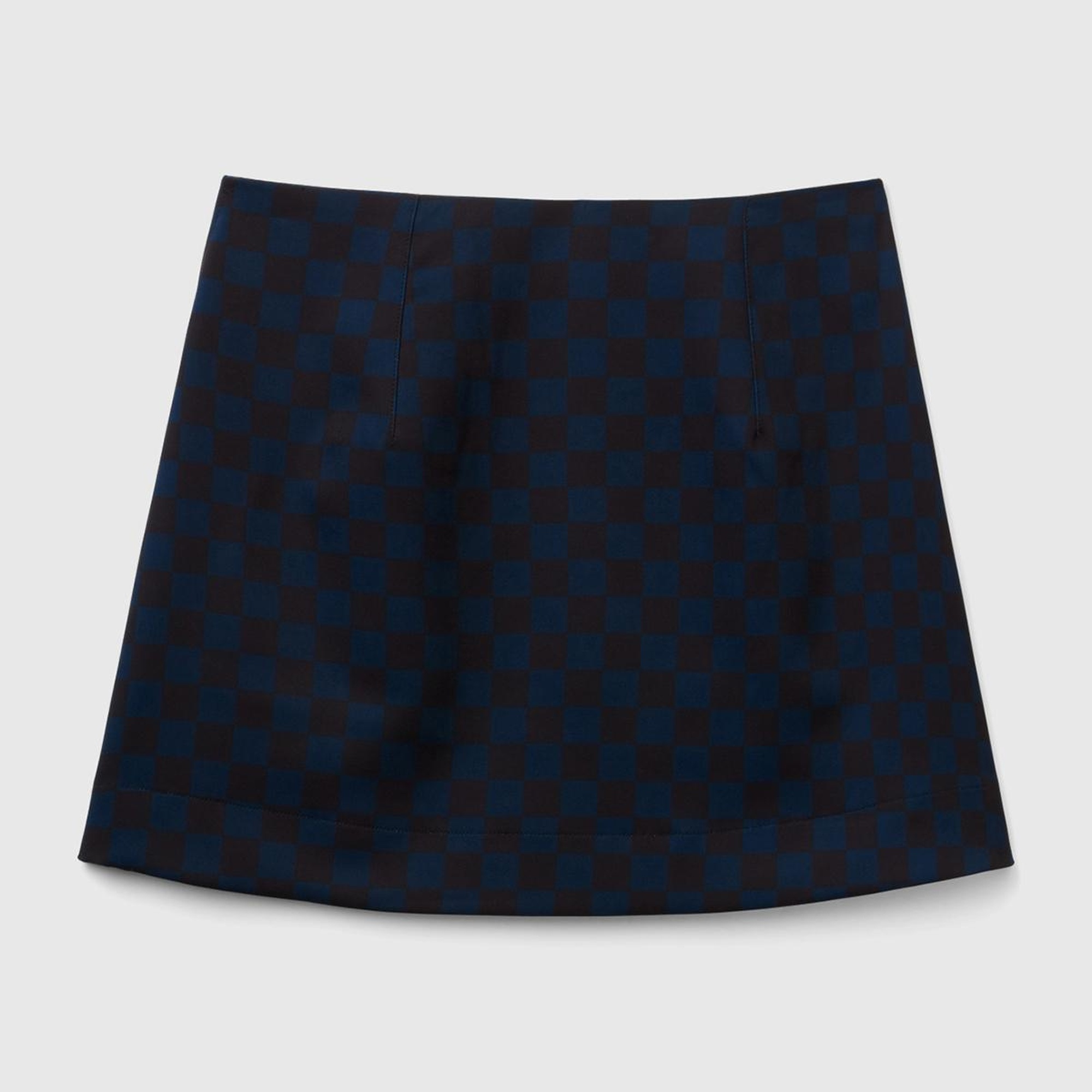 Kadın Lacivert Mix Dama Desenli Mini Etek