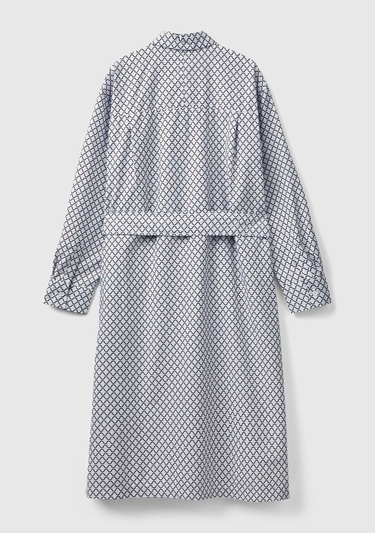  Kadın Buz Mavisi Renkli Dama Desenli Gömlek Yaka Poplin Elbise