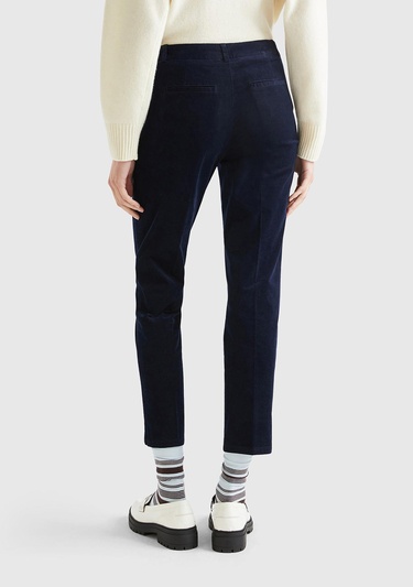  Kadın Lacivert Kadife Chino Pantolon