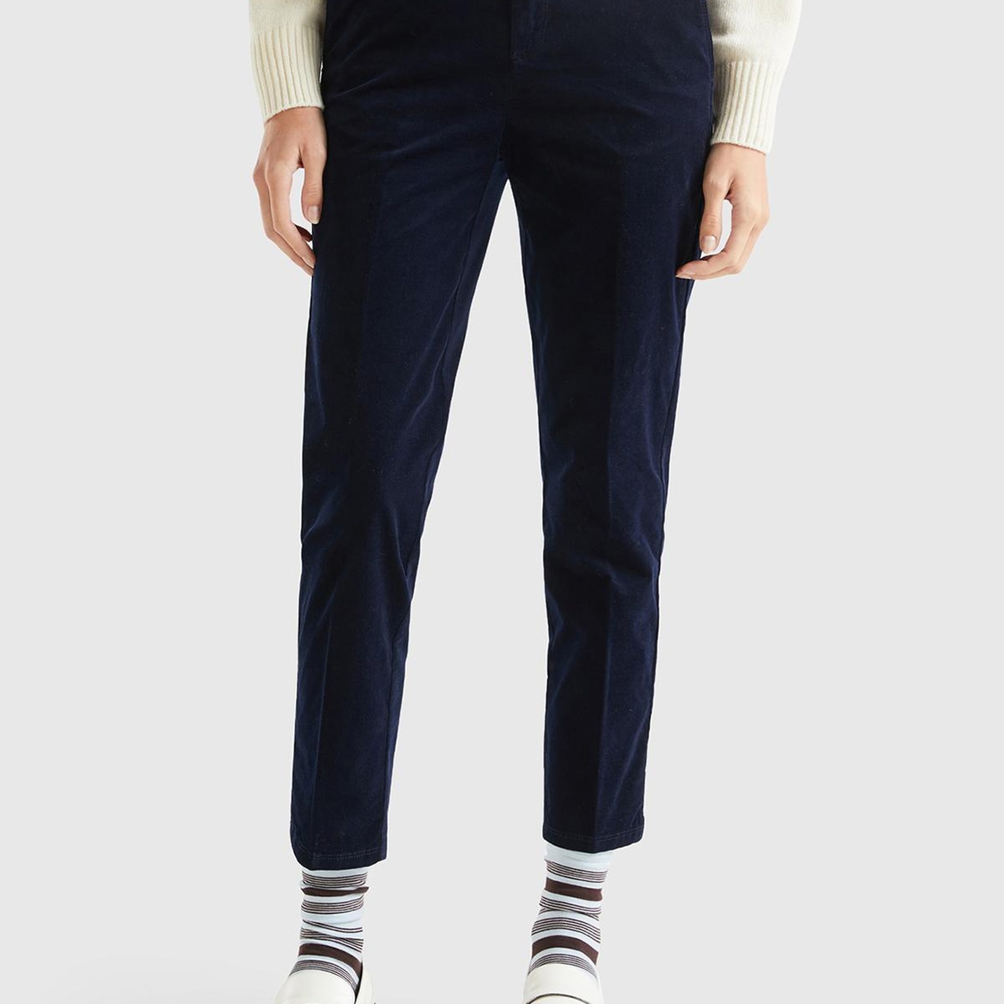 Kadın Lacivert Kadife Chino Pantolon