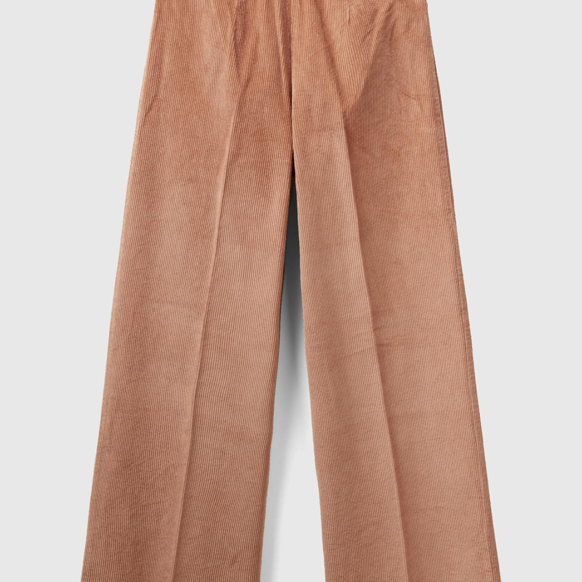 Kadın Taba Pileli Bol Paça Kadife Pantolon