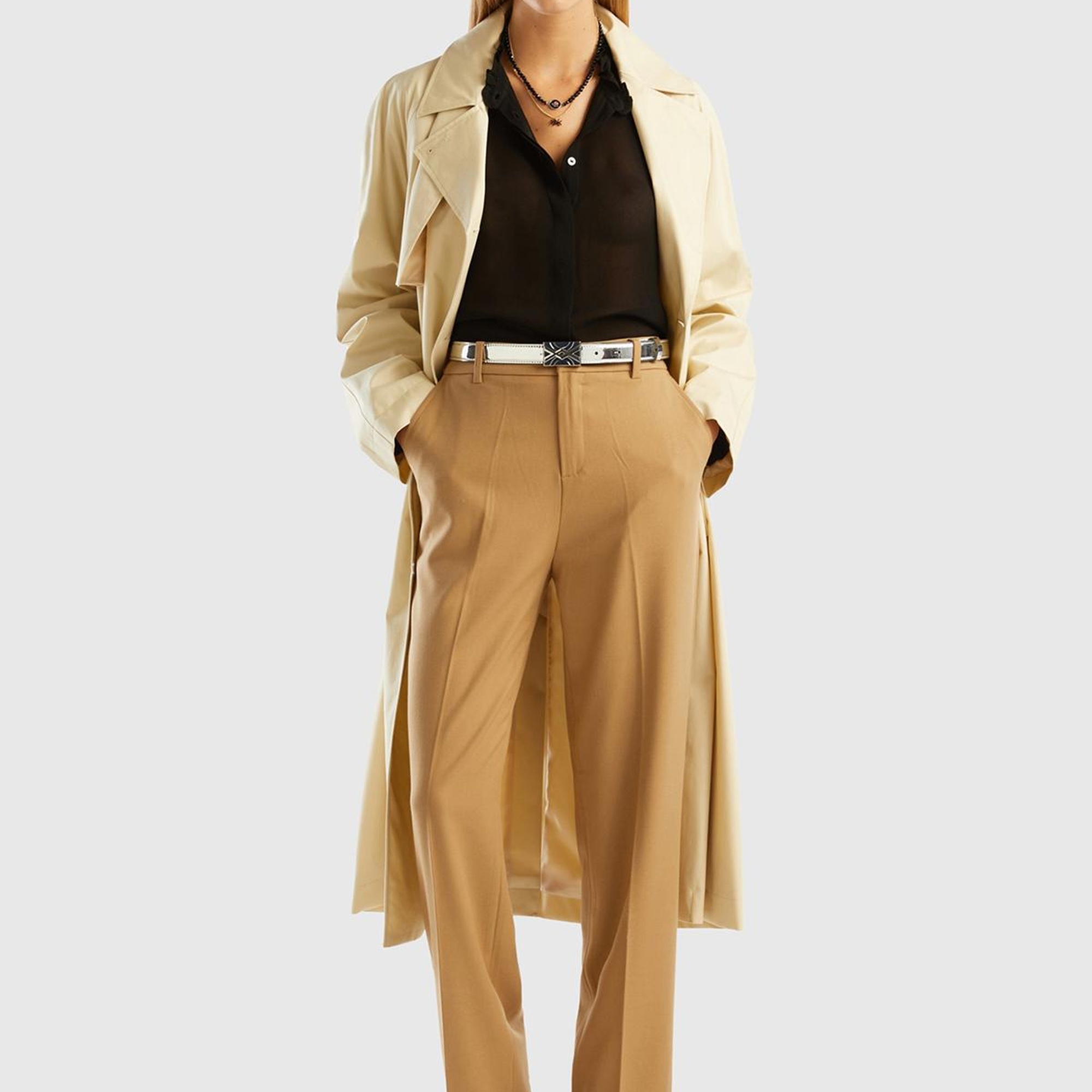 Kadın Taba Poliviskoz Yumuşak Dokulu Regular Fit Pantolon