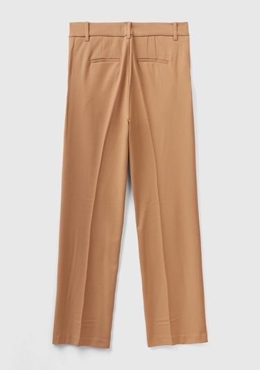  Kadın Taba Poliviskoz Yumuşak Dokulu Regular Fit Pantolon