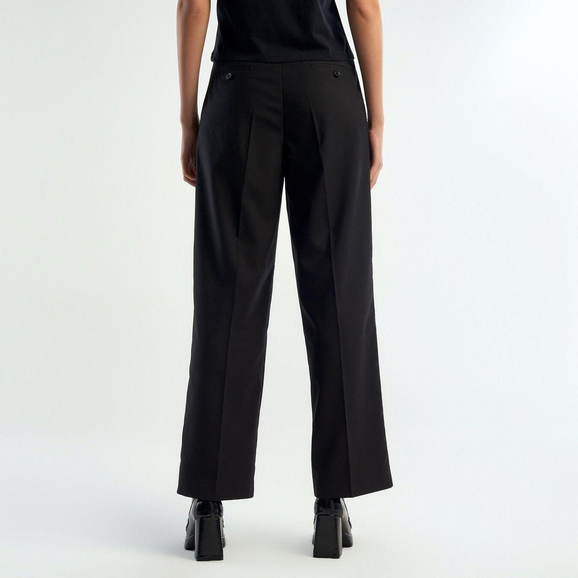 Kadın Siyah Poliviskoz Geniş Paça Pantolon