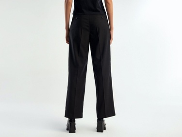  Kadın Siyah Poliviskoz Geniş Paça Pantolon