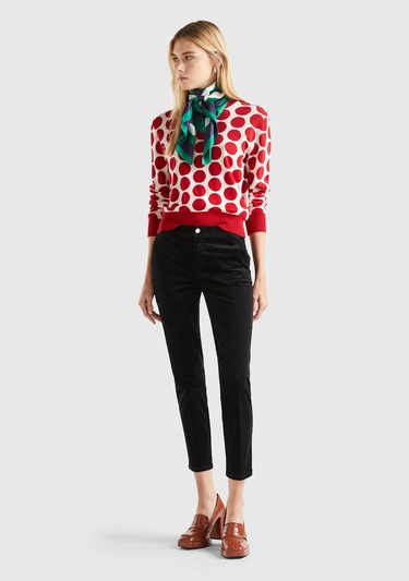  Kadın Siyah Kadife Chino Pantolon