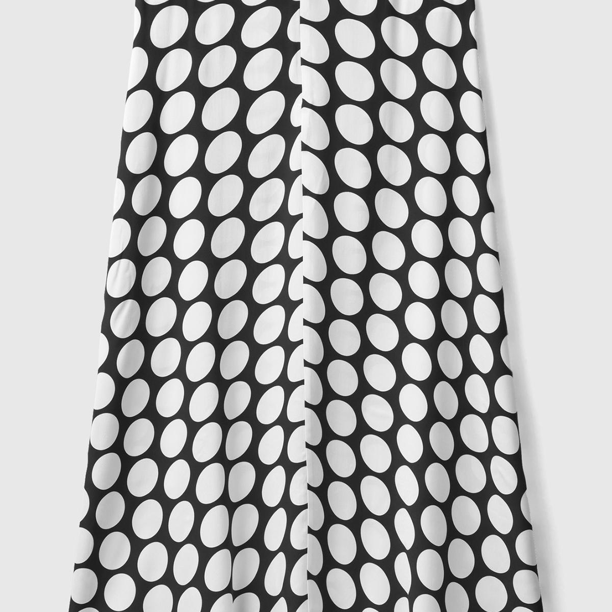 Kadın Siyah Beyaz %100 Viskoz Puantiyeli Yandan Fermuarlı Uzun Etek