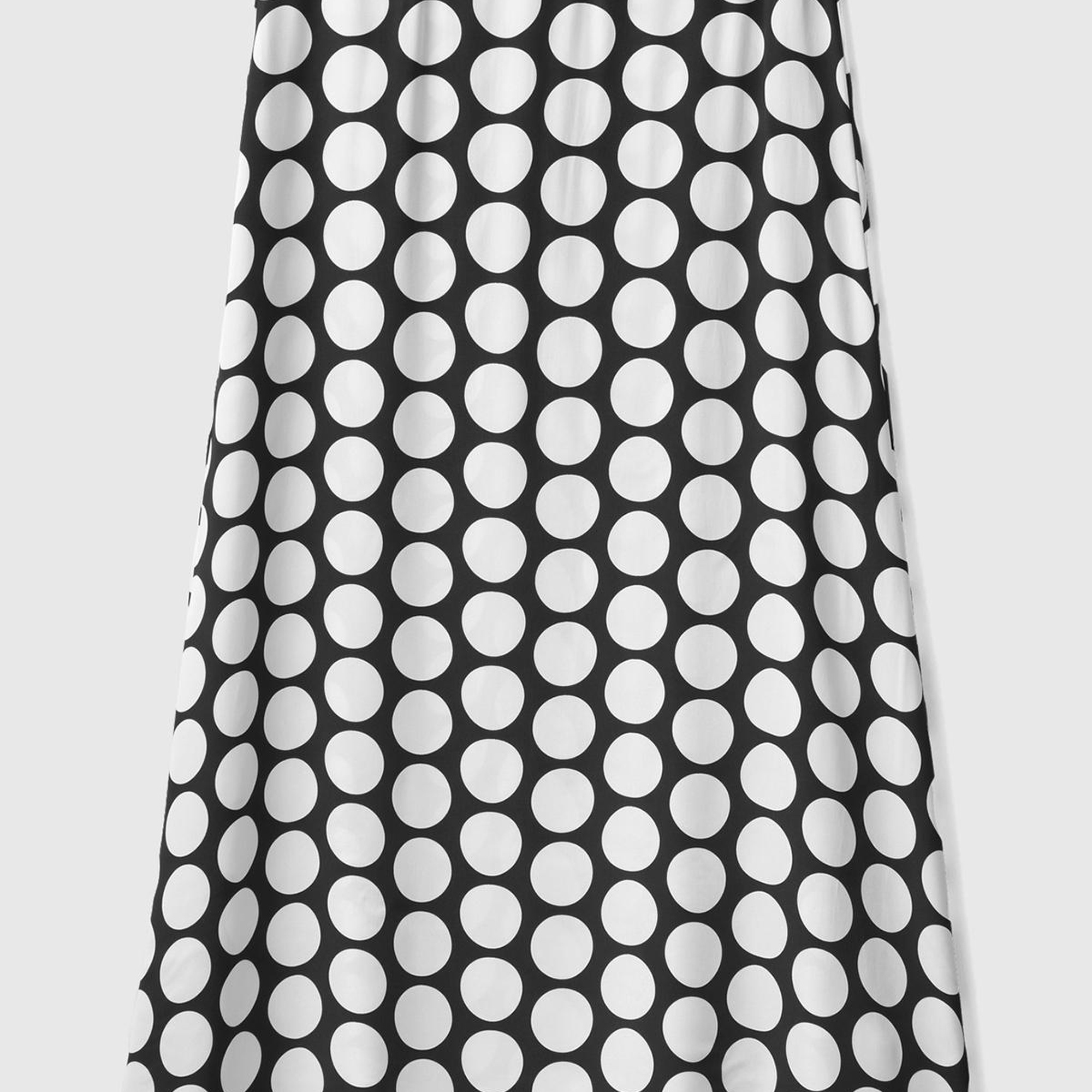 Kadın Siyah Beyaz %100 Viskoz Puantiyeli Yandan Fermuarlı Uzun Etek