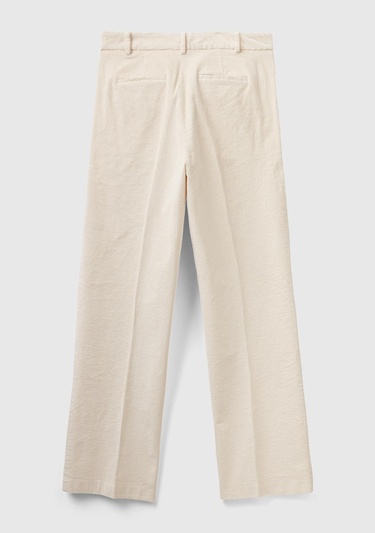  Kadın Krem Düz Paça Kadife Pantolon