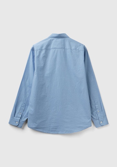  Erkek Mavi %100 Koton Desenli Gömlek