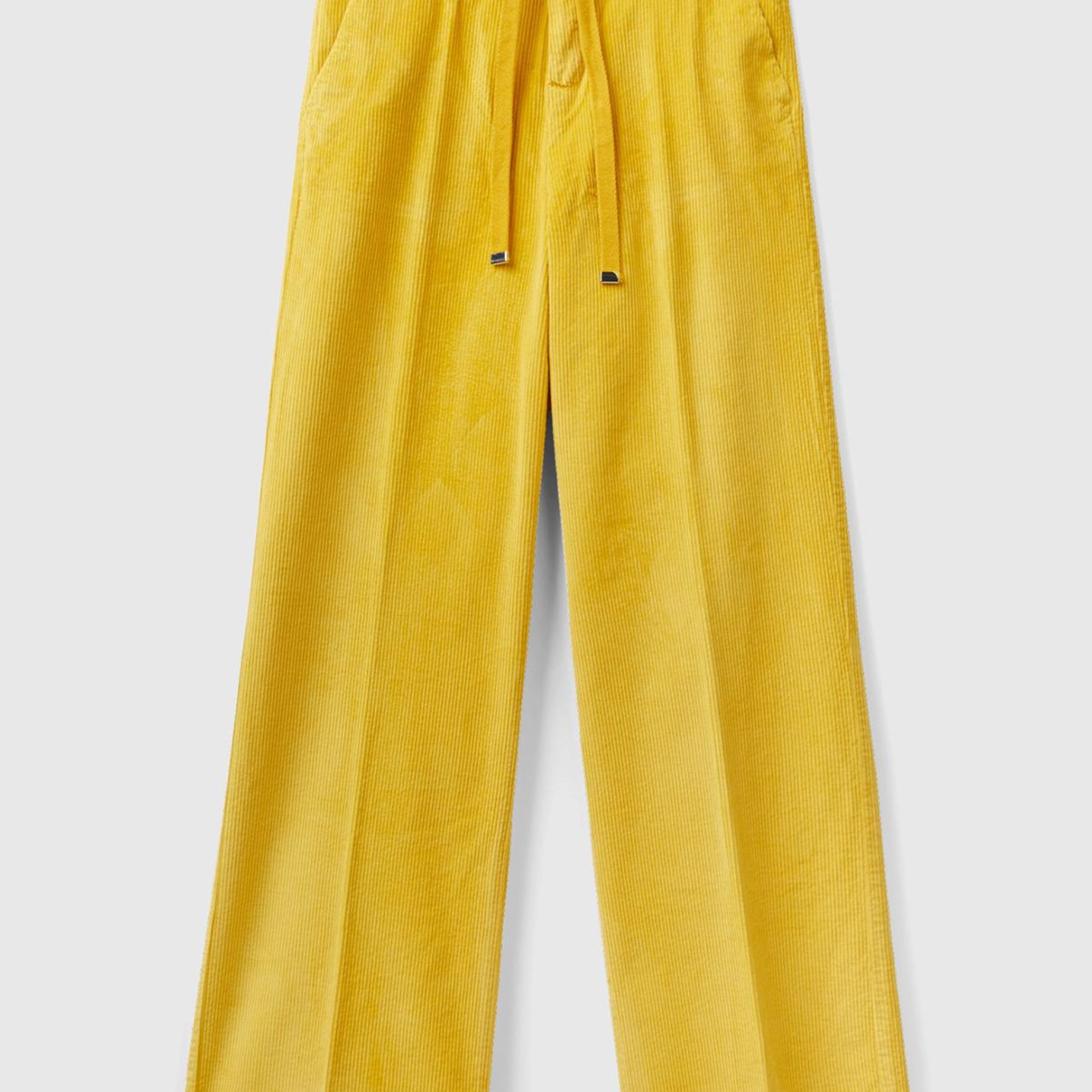 Kadın Hardal Beli İpli Kadife Pantolon