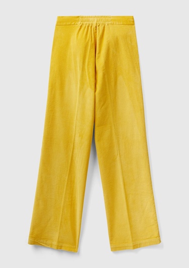  Kadın Hardal Beli İpli Kadife Pantolon