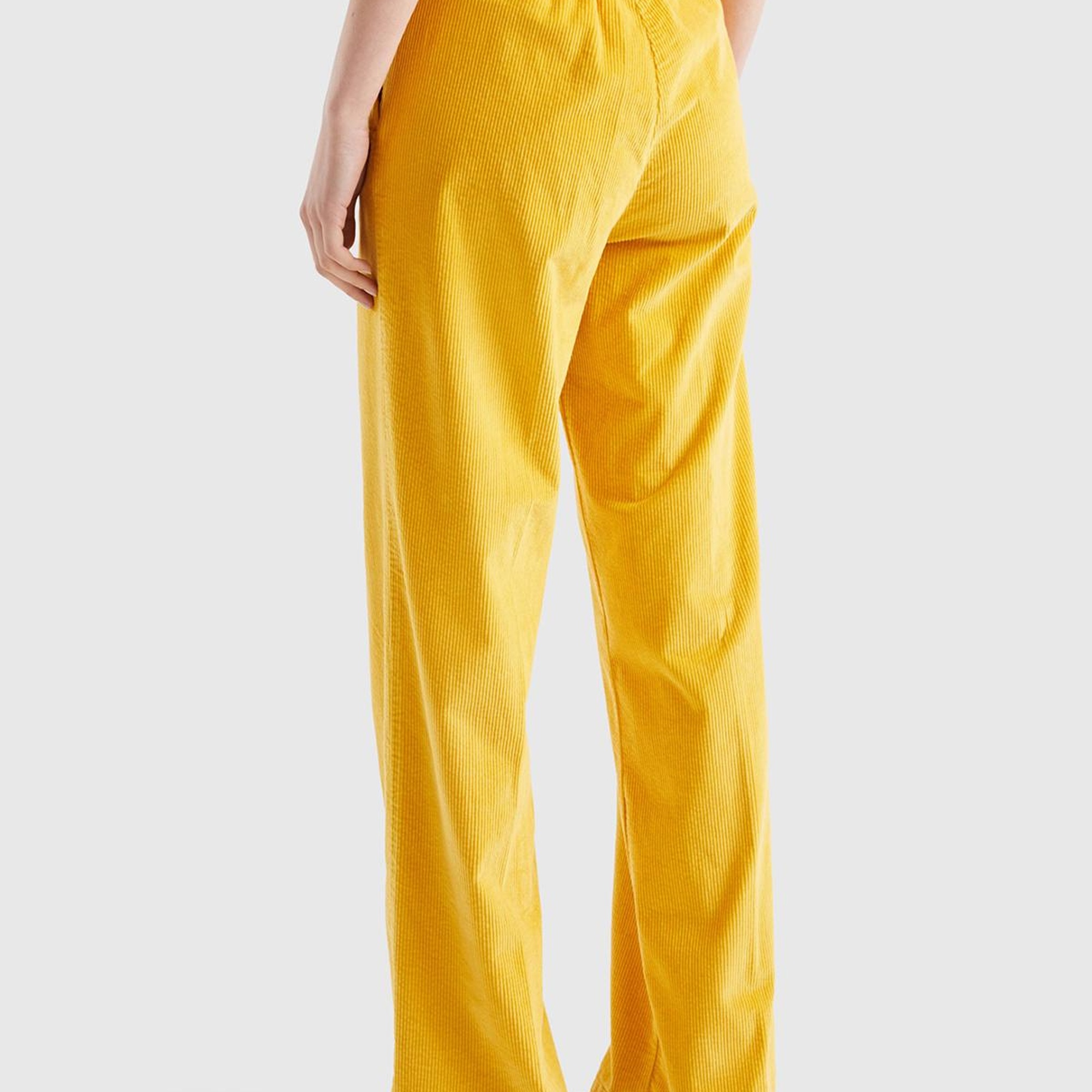 Kadın Hardal Beli İpli Kadife Pantolon