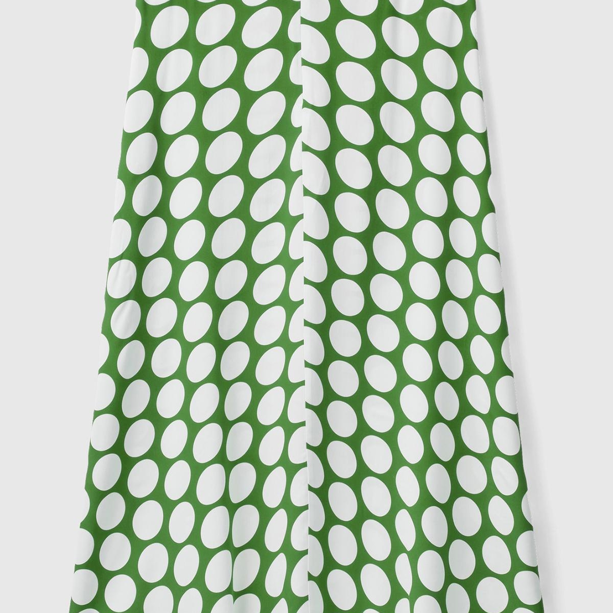 Kadın Yeşil %100 Viskoz Puantiyeli Yandan Fermuarlı Uzun Etek