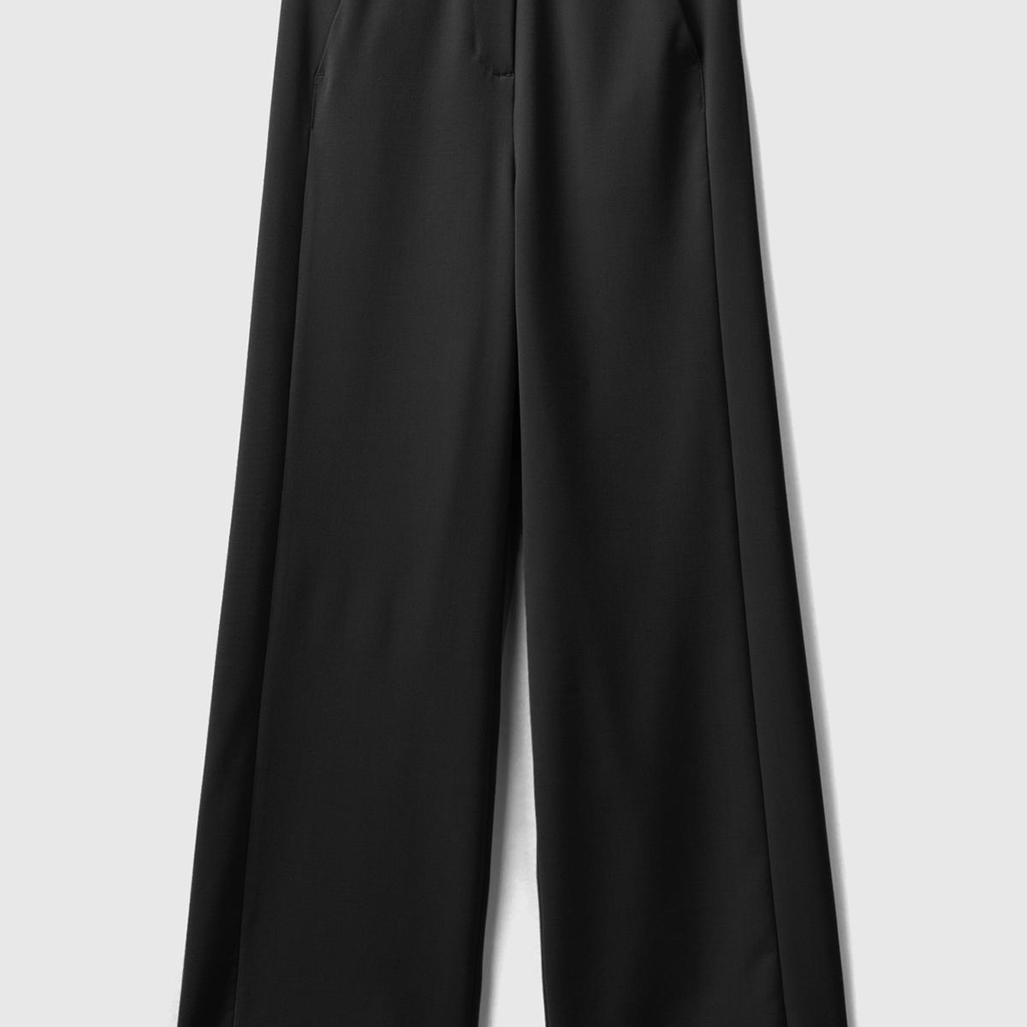 Kadın Siyah Poliviskoz Regular Fit  Düz Paça Pantolon