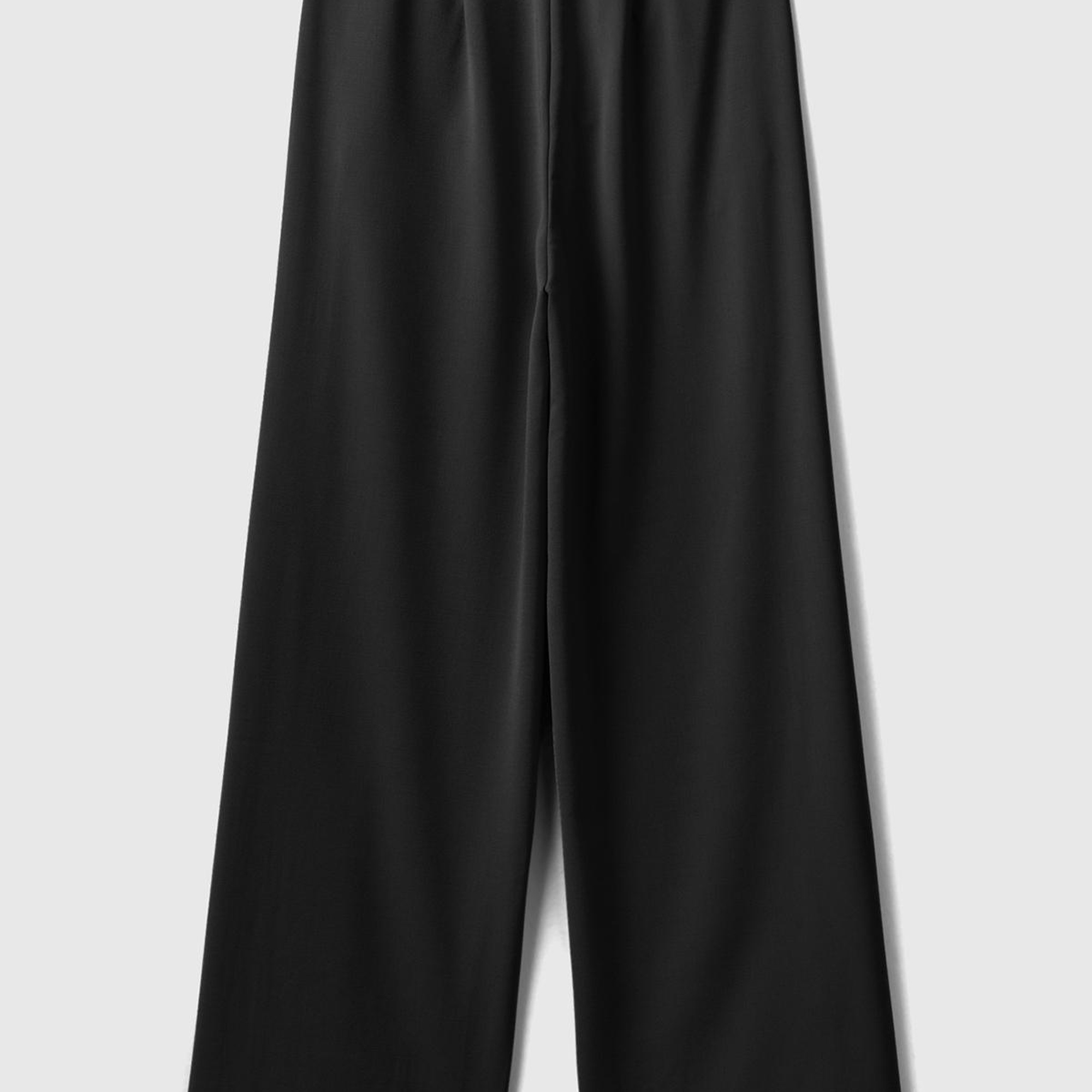 Kadın Siyah Poliviskoz Regular Fit  Düz Paça Pantolon