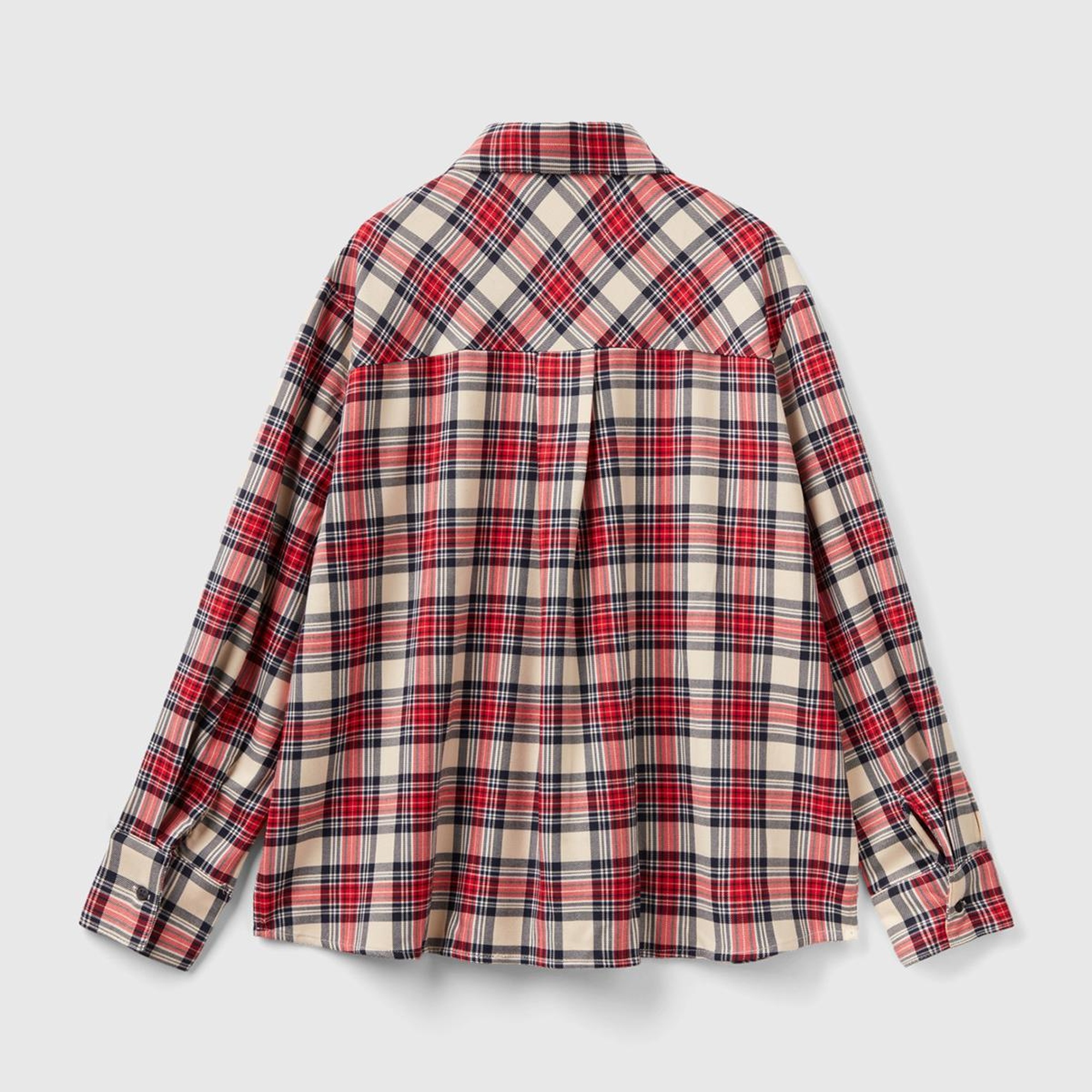 Kadın Taba Mix Viskoz Karışımlı Ekoseli Gömlek