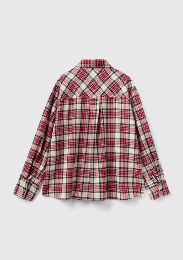  Kadın Taba Mix Viskoz Karışımlı Ekoseli Gömlek