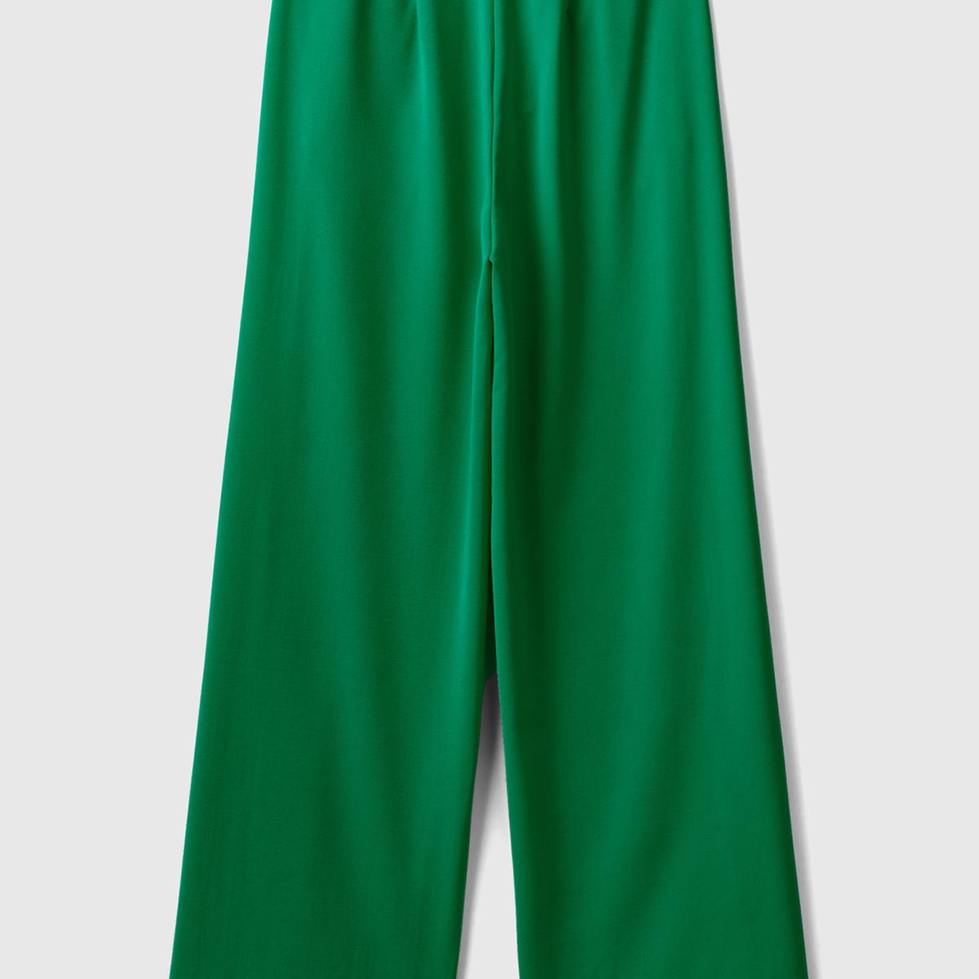 Kadın Yeşil Poliviskoz Regular Fit  Düz Paça Pantolon