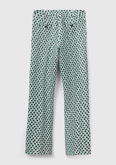  Kadın Yeşil Mix Poliviskoz Çiçek Desenli Regular Fit Pantolon