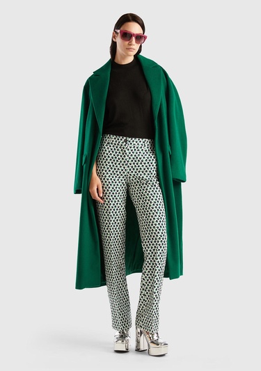  Kadın Yeşil Mix Poliviskoz Çiçek Desenli Regular Fit Pantolon