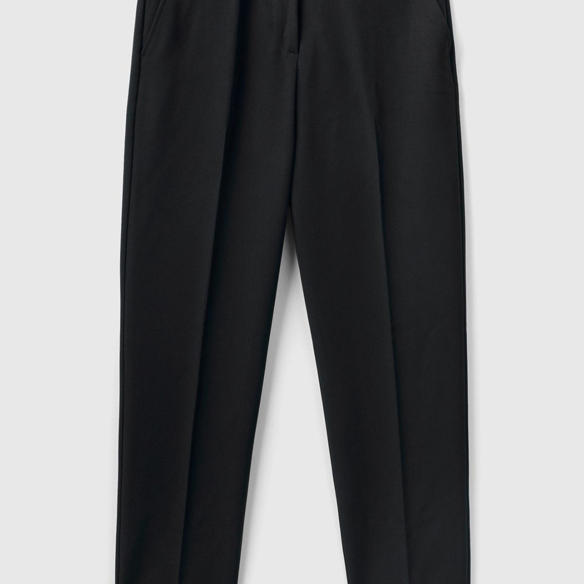 Kadın Siyah Poliviskoz Regular Fit Duble Paça Pantolon