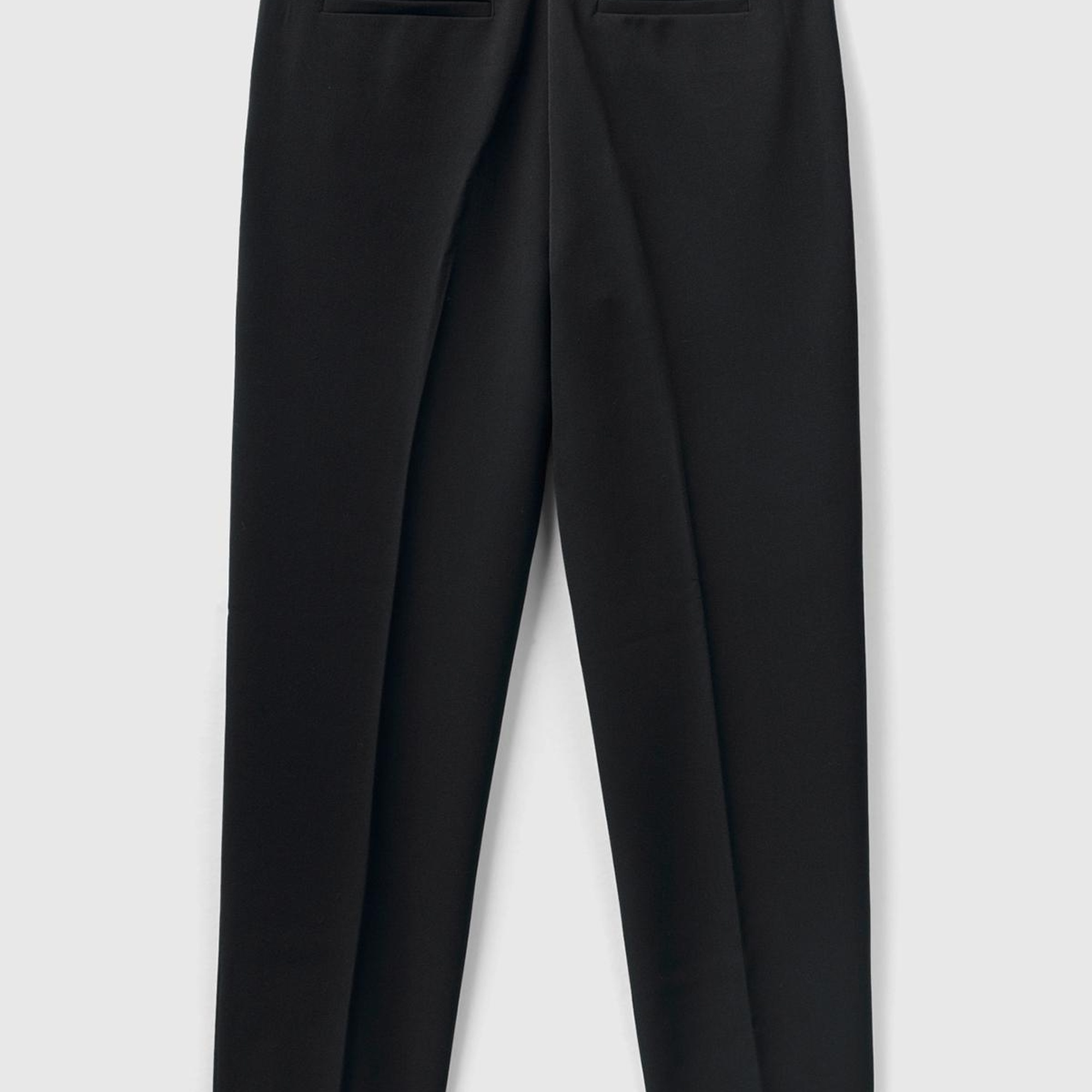 Kadın Siyah Poliviskoz Regular Fit Duble Paça Pantolon