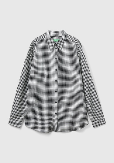  Kadın Siyah-Beyaz Viskoz Gömlek