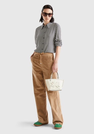  Kadın Siyah-Beyaz Viskoz Gömlek