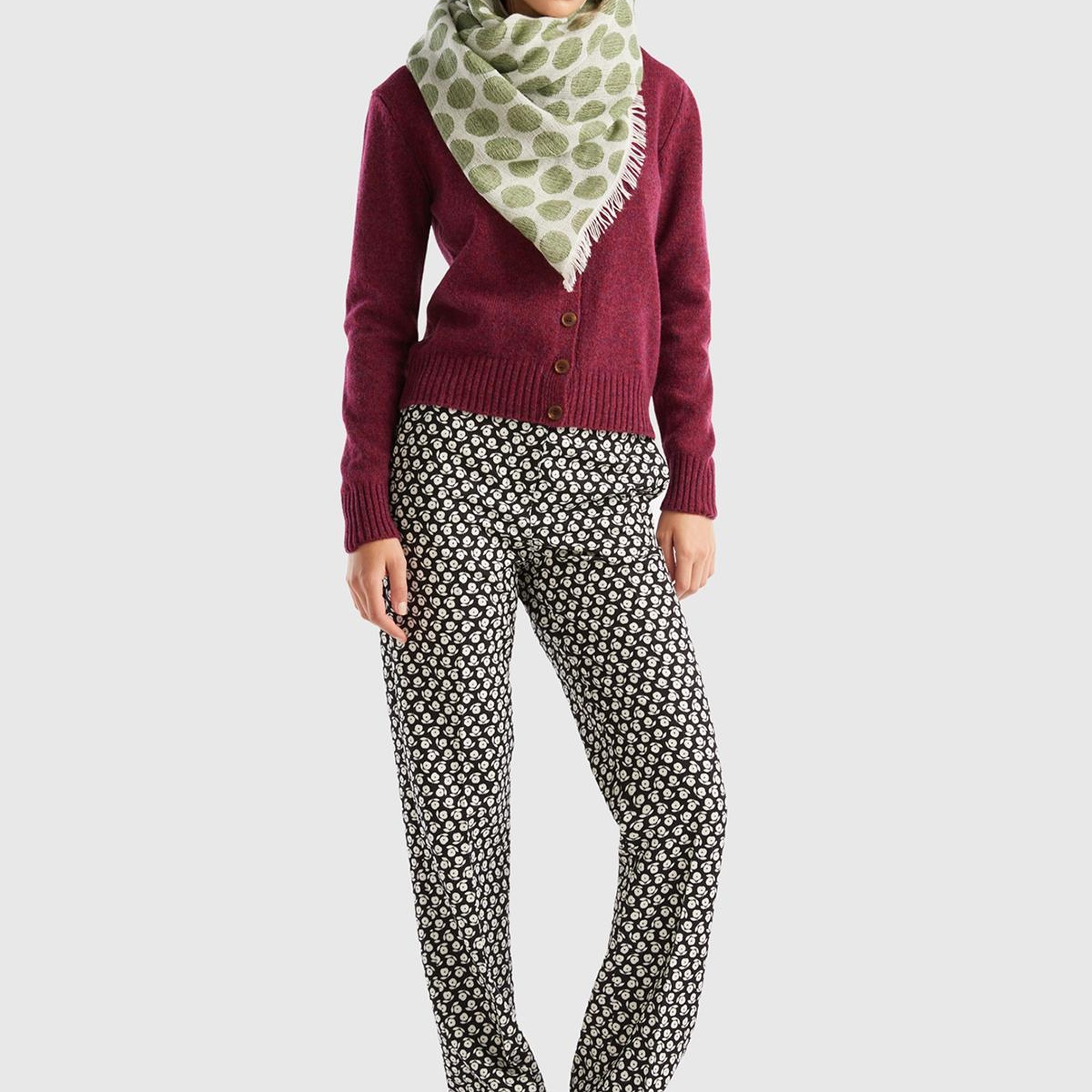 Kadın Lacivert Poliviskoz Çiçek Desenli Regular Fit Pantolon