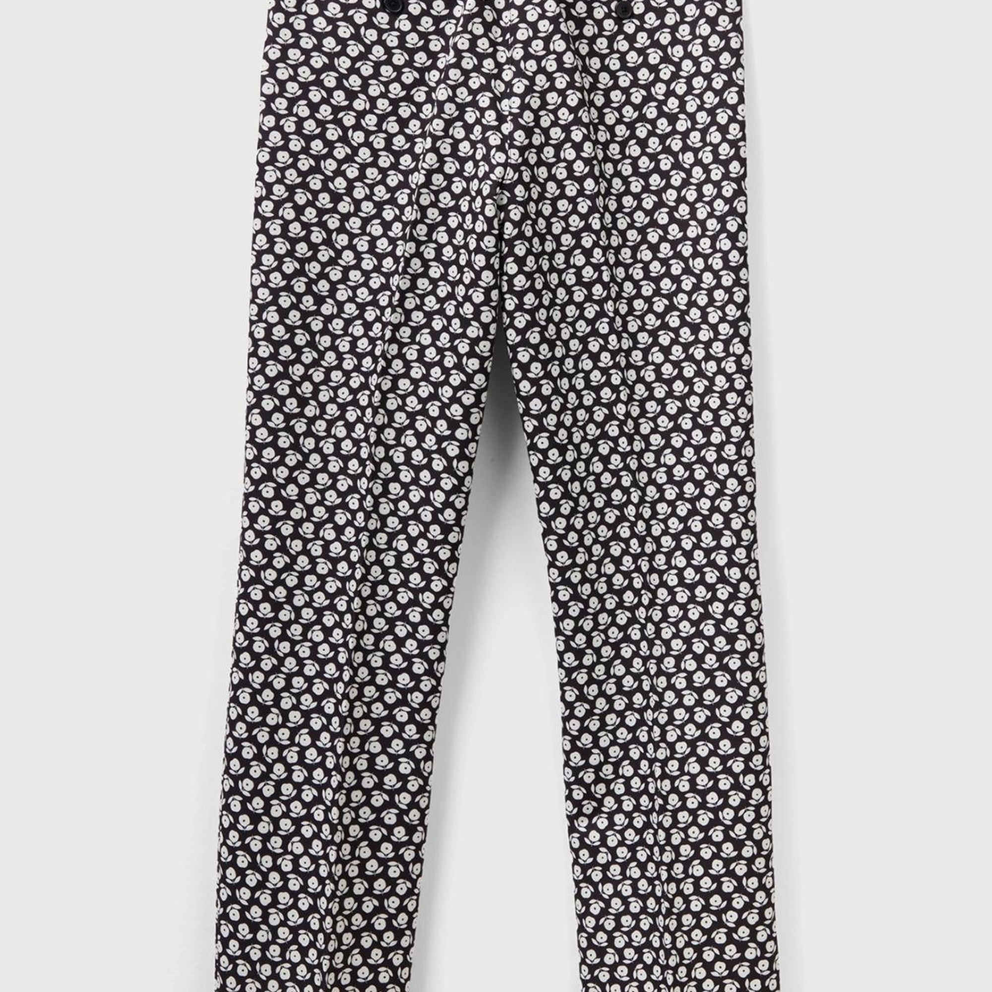 Kadın Lacivert Poliviskoz Çiçek Desenli Regular Fit Pantolon