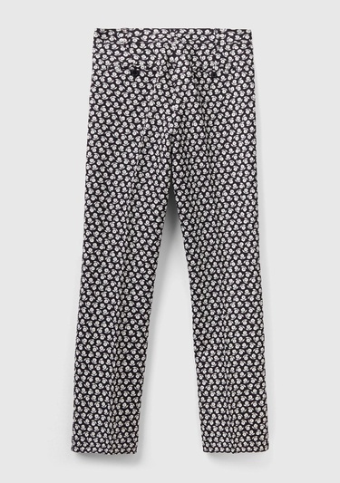  Kadın Lacivert Poliviskoz Çiçek Desenli Regular Fit Pantolon