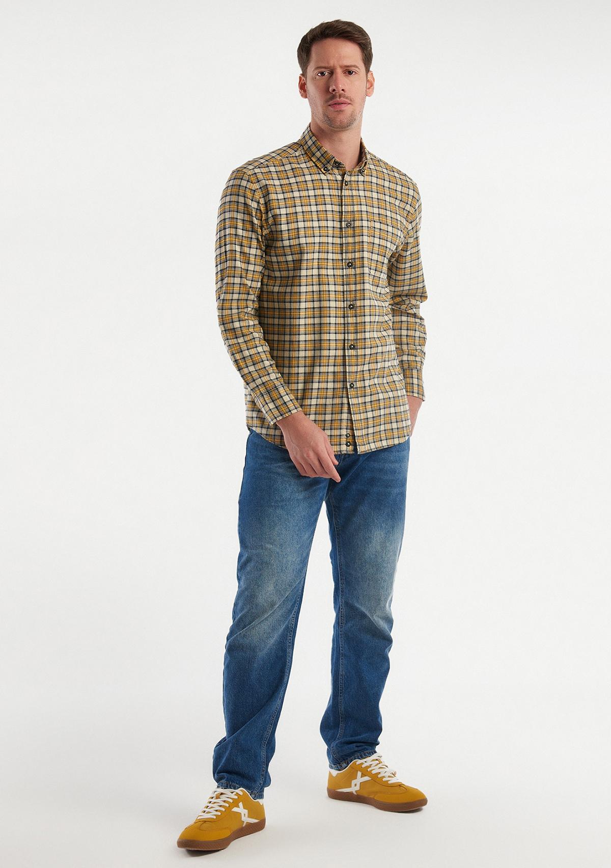  Erkek Hardal Mix Ekoseli Oduncu Gömlek