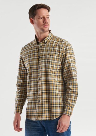  Erkek Hardal Mix Ekoseli Oduncu Gömlek
