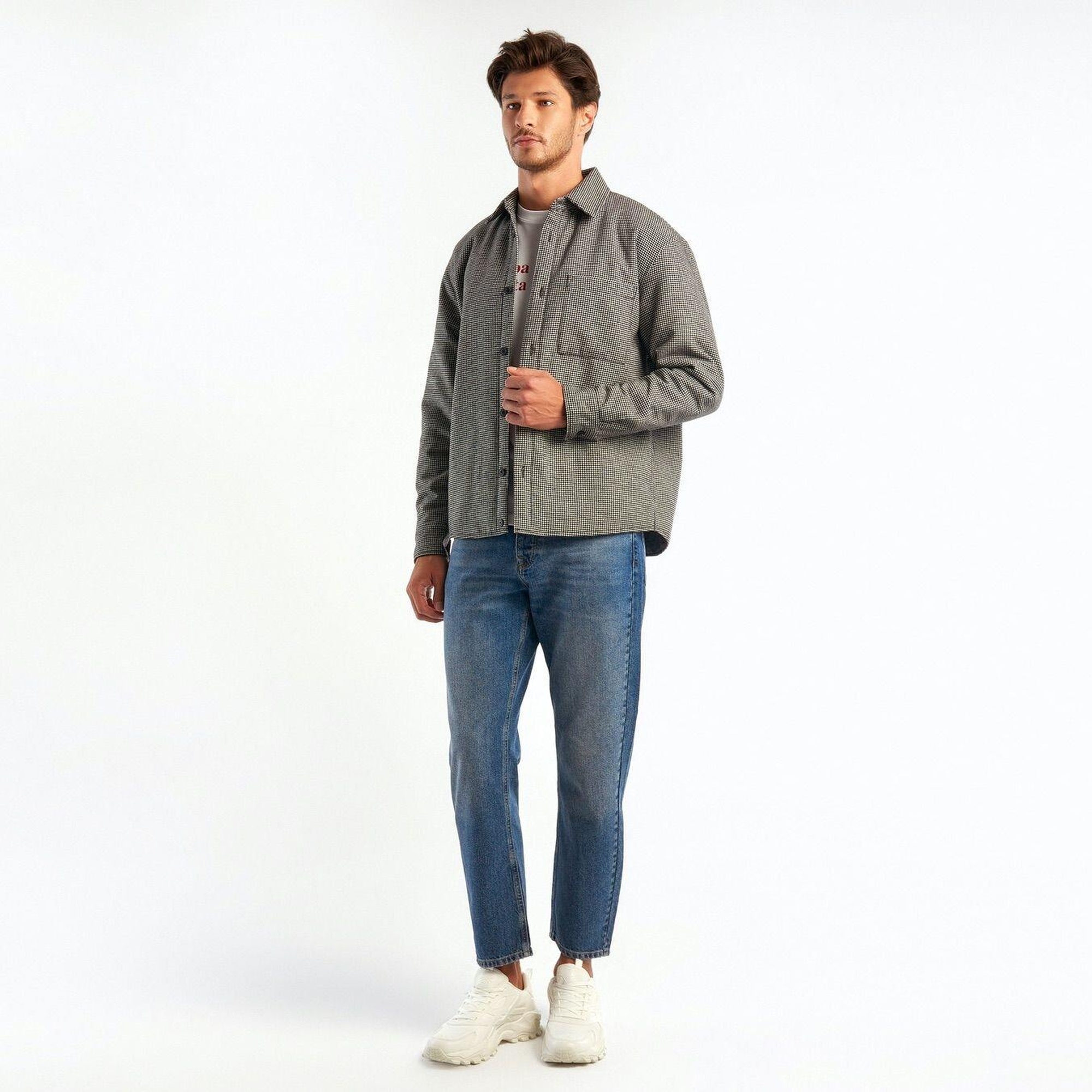 Erkek Taba Mix Ekoseli Gömlek