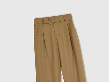  Kadın Kahverengi Poliviskoz Rahat Kalıp Kemerli Pantolon