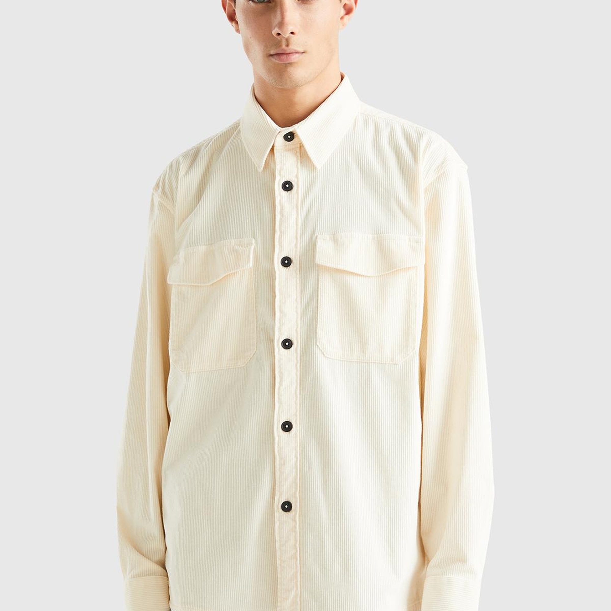 Erkek Beyaz Kadife Gömlek