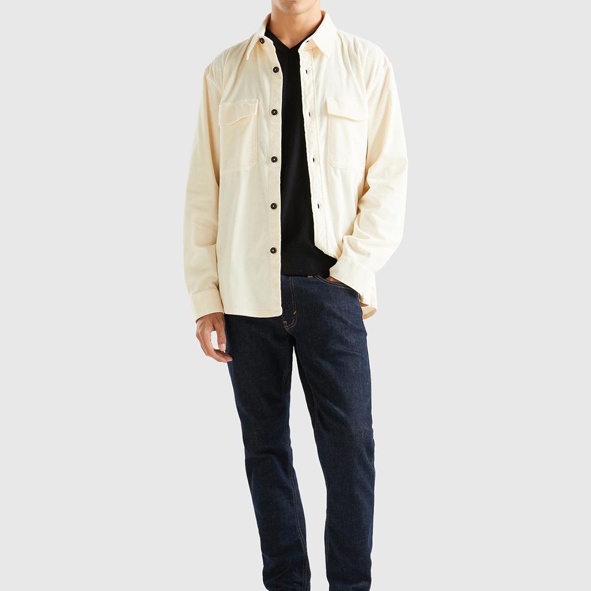 Erkek Beyaz Kadife Gömlek