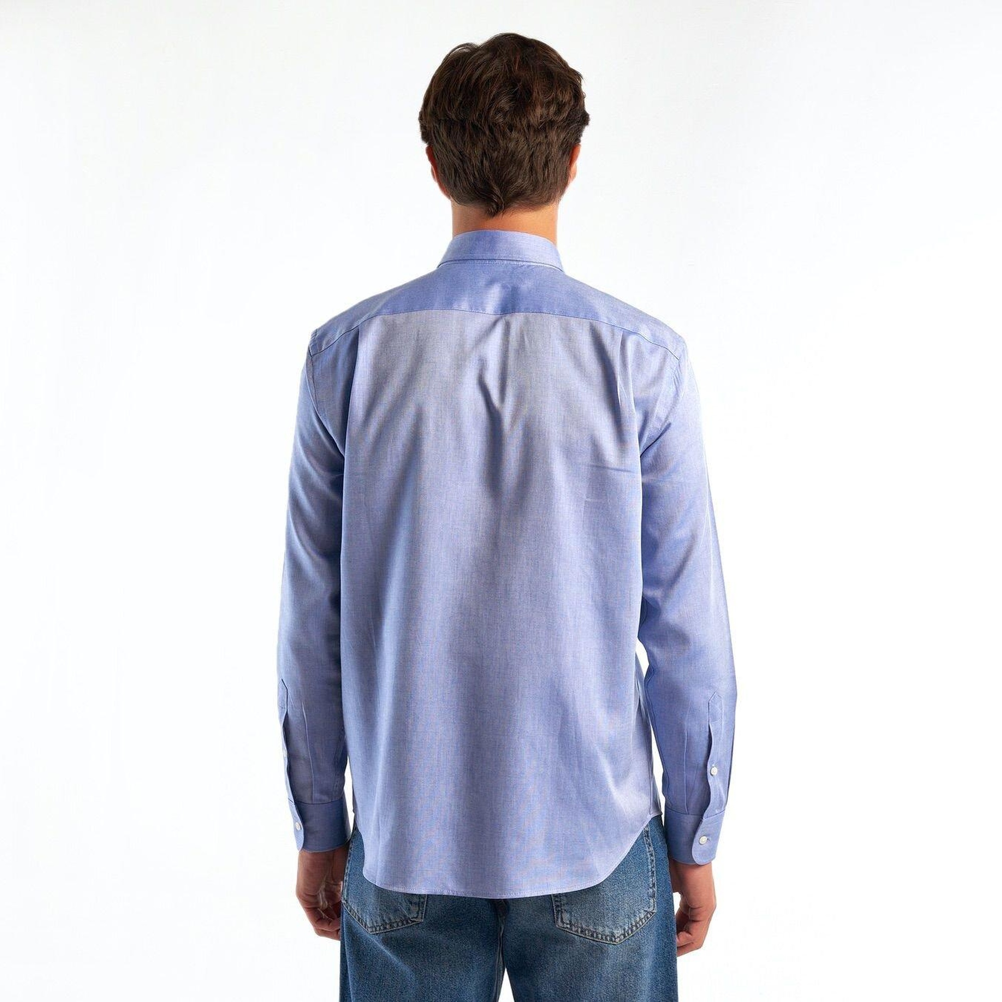 Erkek Mavi %100 Pamuk Oxford Gömlek
