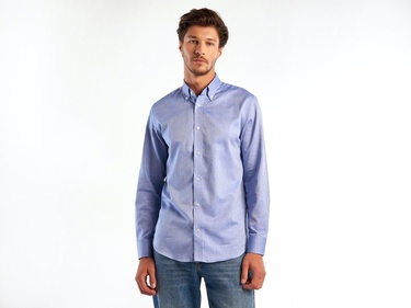  Erkek Mavi %100 Pamuk Oxford Gömlek