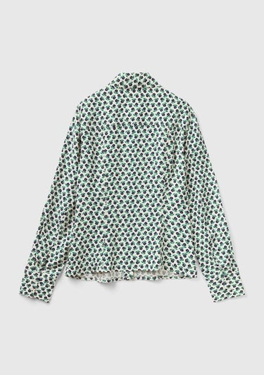  Kadın Yeşil Mix Çiçek Desenli Viskoz Gömlek