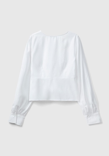  Kadın Beyaz Viskoz Karışımlı Gömlek