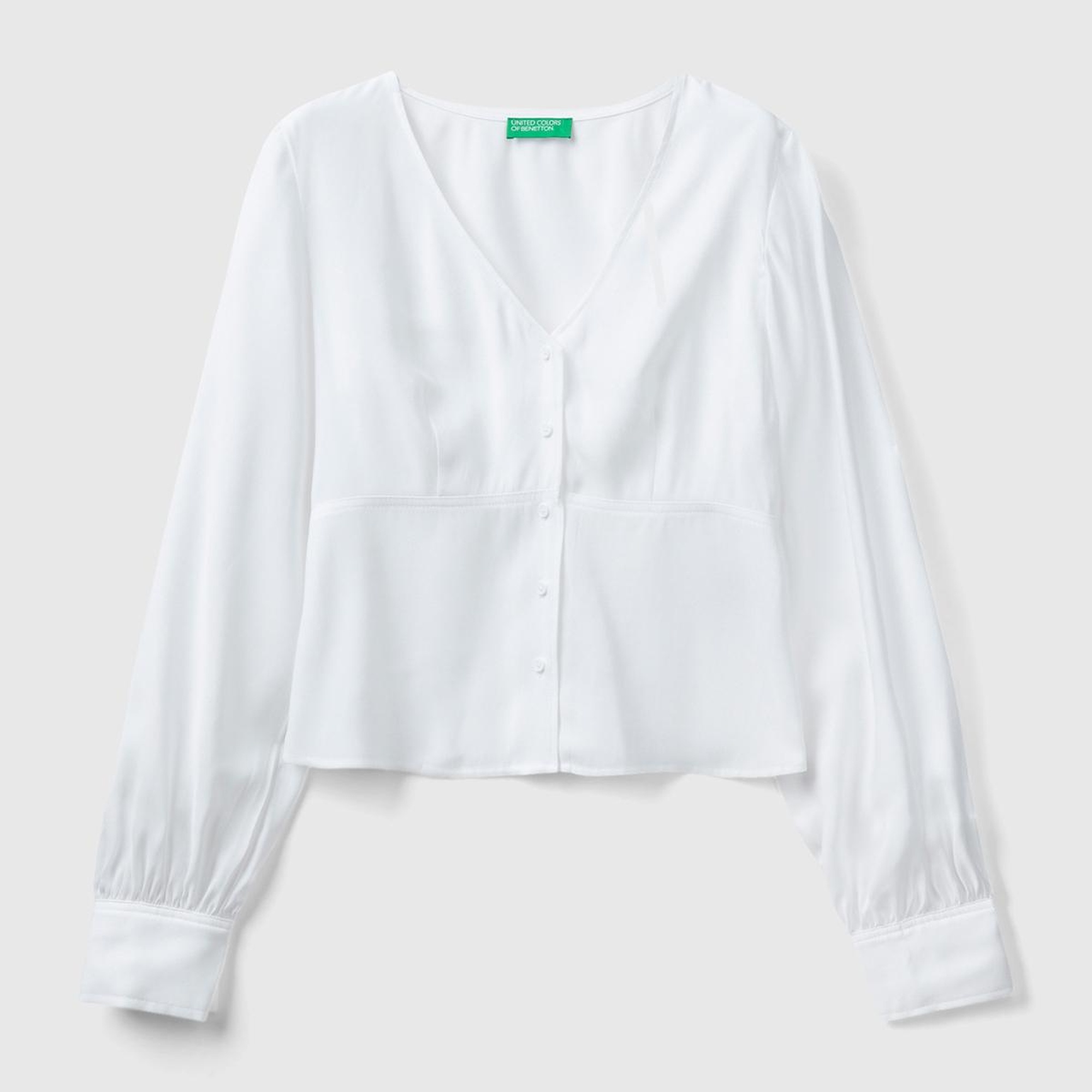 Kadın Beyaz Viskoz Karışımlı Gömlek