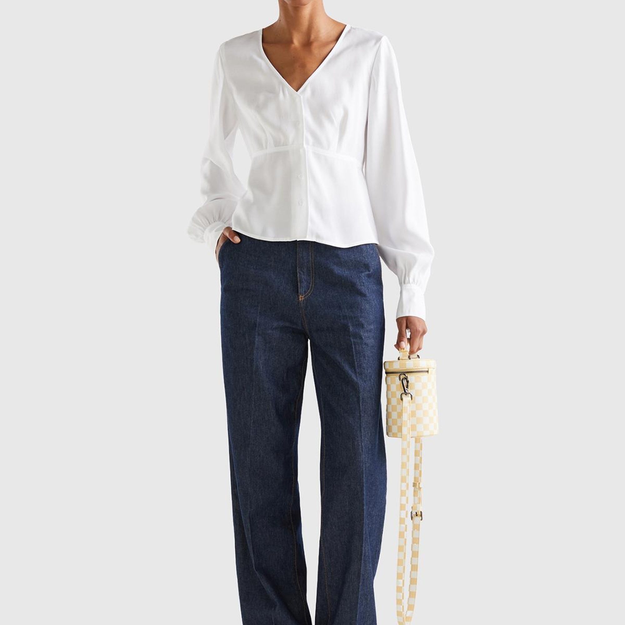 Kadın Beyaz Viskoz Karışımlı Gömlek