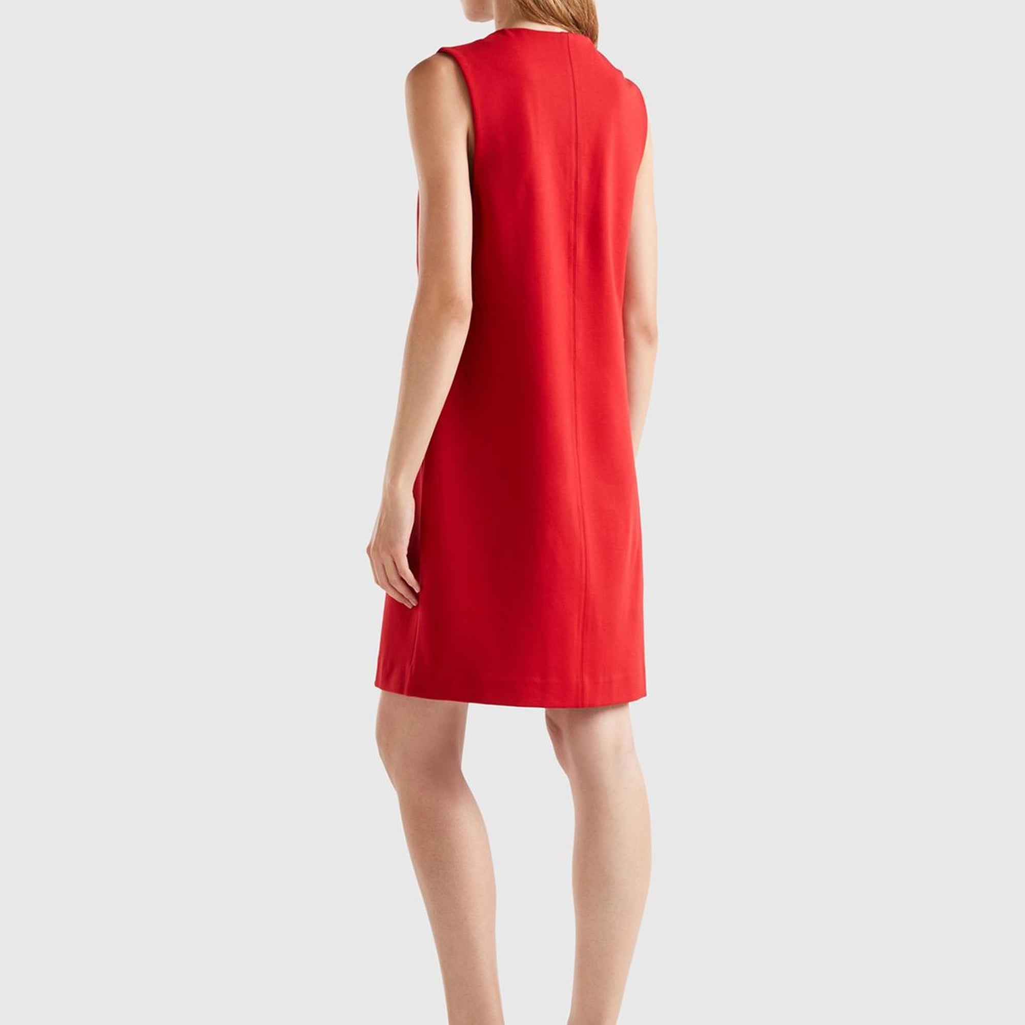 Kadın Kırmızı Önden Çapraz Bağlamalı Kolsuz Midi Boy Elbise