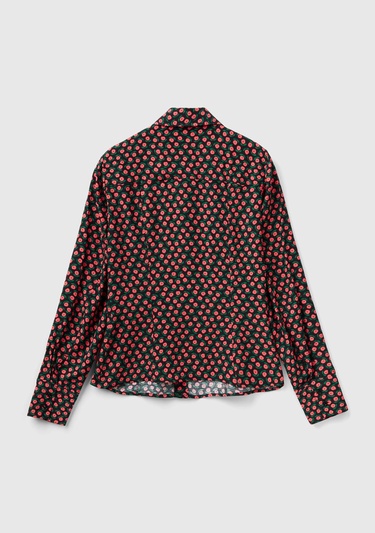  Kadın Pembe Mix Çiçek Desenli Viskoz Gömlek