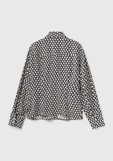  Kadın Lacivert Çiçek Desenli Viskoz Gömlek