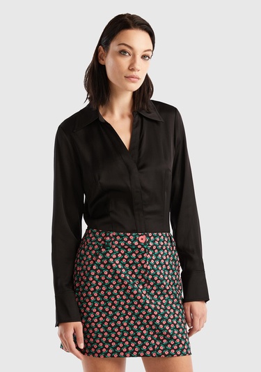  Kadın Siyah Viskoz Gömlek