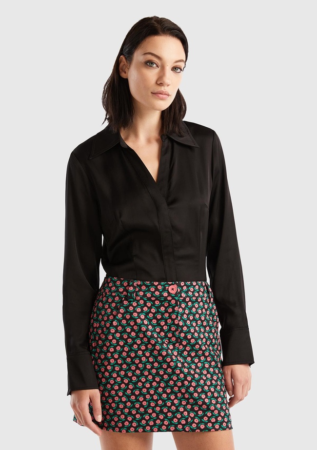  Kadın Siyah Viskoz Gömlek