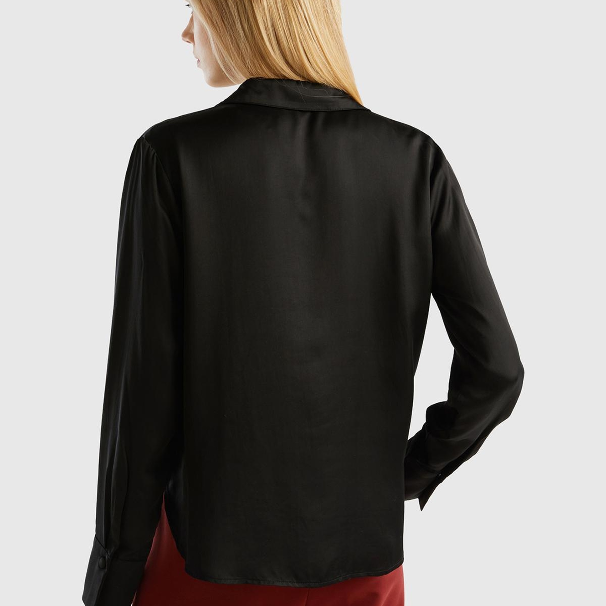 Kadın Siyah Modal Karışımlı Önü Çapraz Bluz